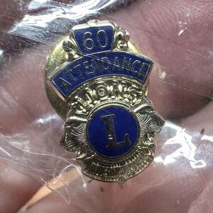 Lions Club International 60 Month Attendance Award Pin "We Serve" Gold Tone